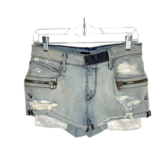 RtA Denim Distressed Cutoff Shorts with Zipper Detail NWT - Size 26 - Picture 2 of 10
